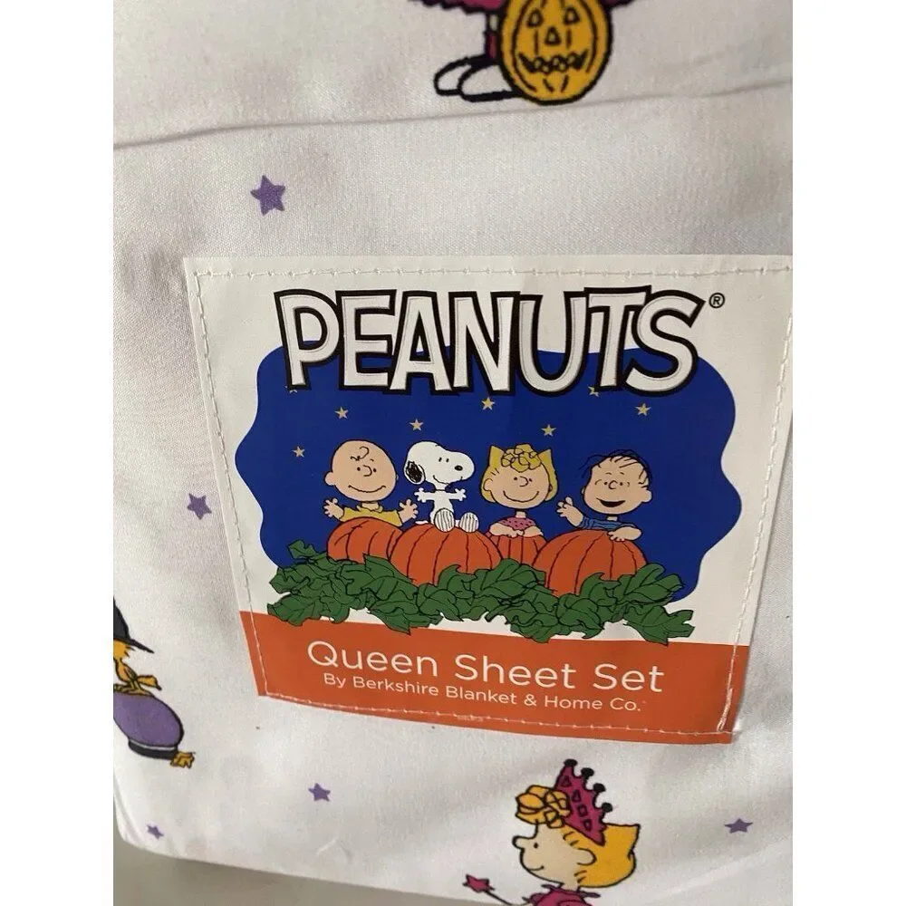 Peanuts Snoopy Charlie Brown Halloween Costumes QUEEN‎ Size Sheet Set NEW